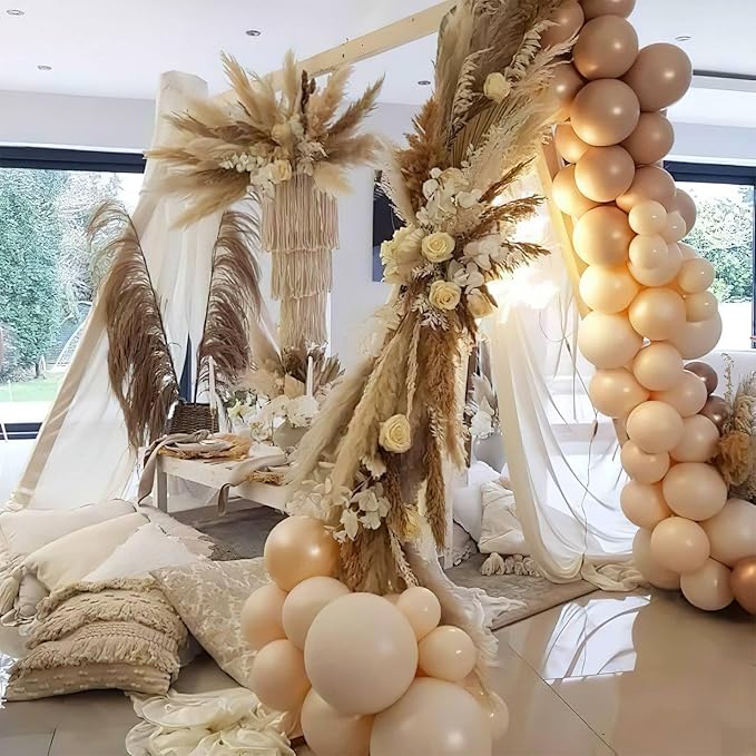 PartyWoo Nude Balloons 50pcs 5 Inch Apricot Boho Fall Neutral Latex Helium Balloons for Graduation Wedding Anniversary Birthday Boy Baby Shower Woodland Boho Theme Party Decorations Brown-F05