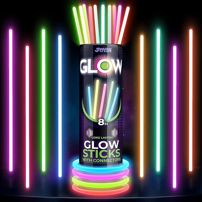 JOYIN 1000 Pcs 8" Glow sticks Bulk Party Favors Pack, Neon Glow in the Dark Party Supplies, Light Up Necklaces and Bracelets with Connectors, Christmas, Halloween, Football, Birthday Decorations