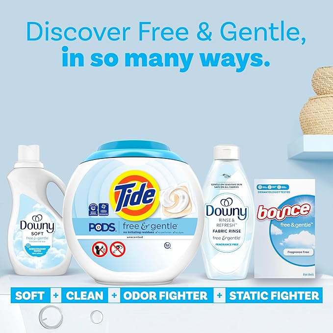 Tide PODS Free & Gentle Laundry Detergent Soap Pacs, 102 Count, Tide PODS Laundry Detergent, Laundry Detergent Pacs, Laundry PODS Detergent