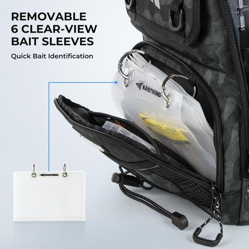 KastKing BaitSpace Standard Fishing Tackle Sling Bag, Water-resistant Backpack & Sling Pack for Bank, Wader & Boat Fishing, Rod & Beverage Holder, Adjustable Straps, Durable Nylon Fabric