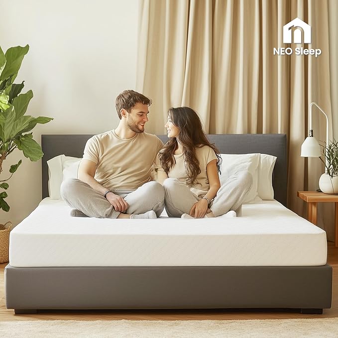Neo Sleep 10 Inch Cal King Cooling Gel Memory Foam Medium Firm Mattress Cool Sleep Pressure Relief CertiPUR-US Certified Foam, Mattress-in-a-Box Kids and Adults No Fiberglass (California King, 10 in)