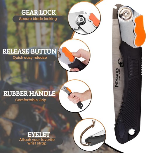 8-Inch EverSaw Folding Hand Saw - Compact Pruning & Gardening Tool for Trees