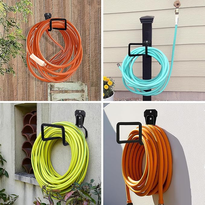 Hose Hanger, Hose Holder Wall Mount Heavy Duty Organizer for Garden Hoses Metal Hook Outdoor Rack for Water Hoses, 3 Pack