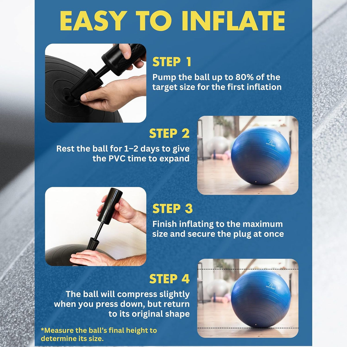 ProBody Pilates Yoga Ball - Stability Exercise Ball for Pregnancy, Workout & Physical Therapy | Various Sizes