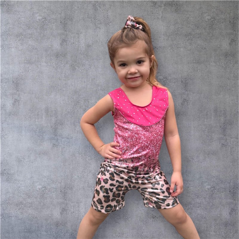 Belovecol Girls Gymnastics Leotards, Pink Sequin Leopard, 7-8t
