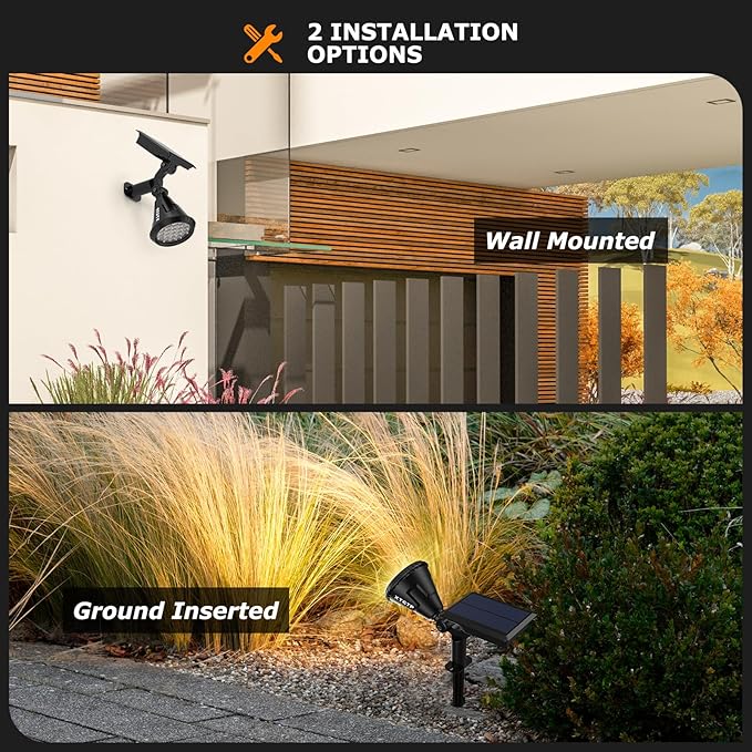 Solar Lights Outdoor, 2-in-1 Decorative Solar Landscape Lighting for Outside, IP67 Waterproof Garden Light Pathway Lighting Decor Led Landscape Lights for Yard Porch Fence Pool