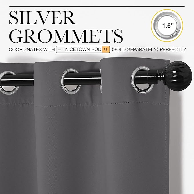 NICETOWN Bedroom Blackout Curtains Panels, 1 Pair, 55 inches by 108 Inch