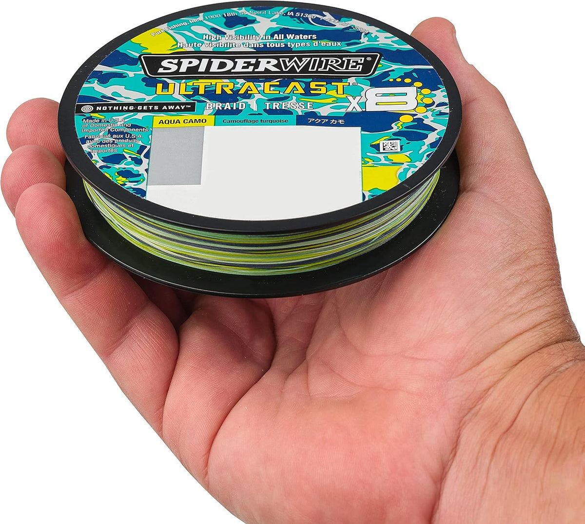 SpiderWire Ultracast Braid Vanish Fluorocarbon Dual Spool, 15lb Aqua Camo Braid with 30lb Clear Fluoro Leader, 164yd | 150m