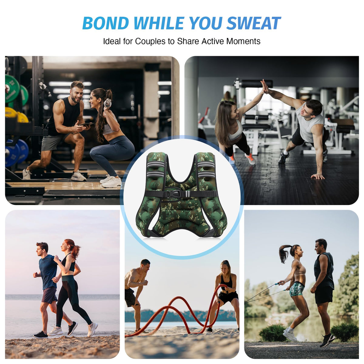 ZELUS Weighted Vest, 6lb/8lb/12lb/16lb/20lb/25lb/30lb Weight Vest for Men Women with Storage Pocket Reflective Strips for Workout Strength Training Running Muscle Building, Green Camo (6 lb)