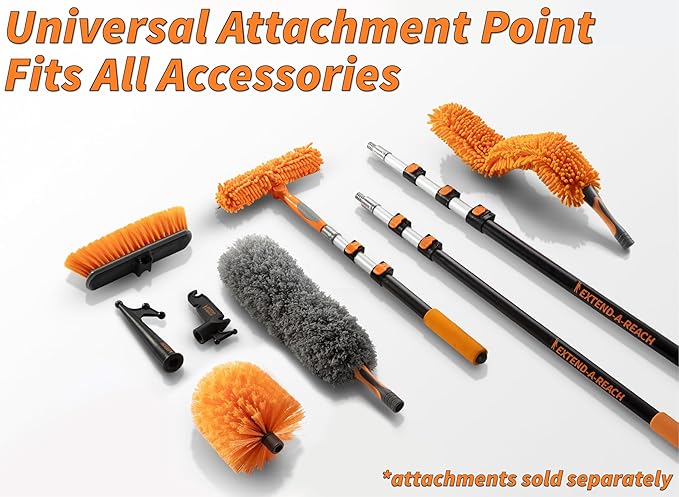 5-24ft Window Washing Kit with Extension Pole (30+ Foot Reach) // Window Cleaning Tool & Window Washer Squeegee with Telescopic Extension Pole // Best Indoor Outdoor Window Washing Equipment