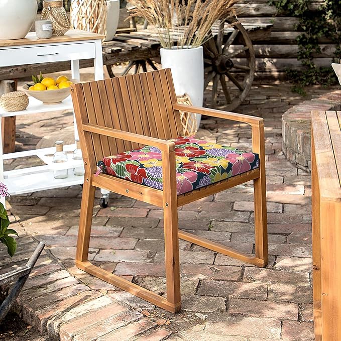 LVTXIII Outdoor Seat Cushions Set of 2 Square Corner Chair Cushions with Ties, Patio Chair Pads for Home Office and Patio Garden Furniture Decoration 18.5"x16"x2", Flower Bloom