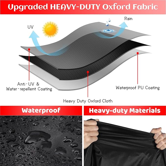 Grill Cover, 48 inch Heavy Duty BBQ Gas Grill Cover for Outdoor Grill, Waterproof, Weather Resistant, Anti-UV, Rip-Proof, Fade Resistant Barbecue Cover with Hook-and-Loop Straps for Most Grills
