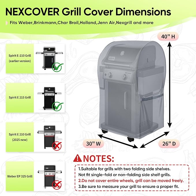 NEXCOVER Heavy Duty BBQ Grill Cover - 30 Inch, Waterproof, Fade Resistant, Rip Resistant for Weber, Brinkmann, Char Broil, Holland, Jenn Air