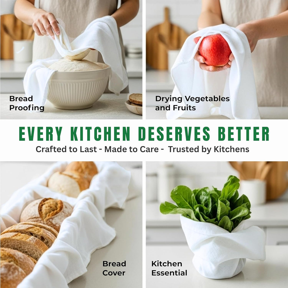 Flour Sack Towels| Tea Towel for Crafts| Kitchen Dish Cotton Blank Towel for Embroidery |Baking Bread Proofing Linen Cover| Thick Absorbent Quick Dry| 6 Pack 18"x28" White
