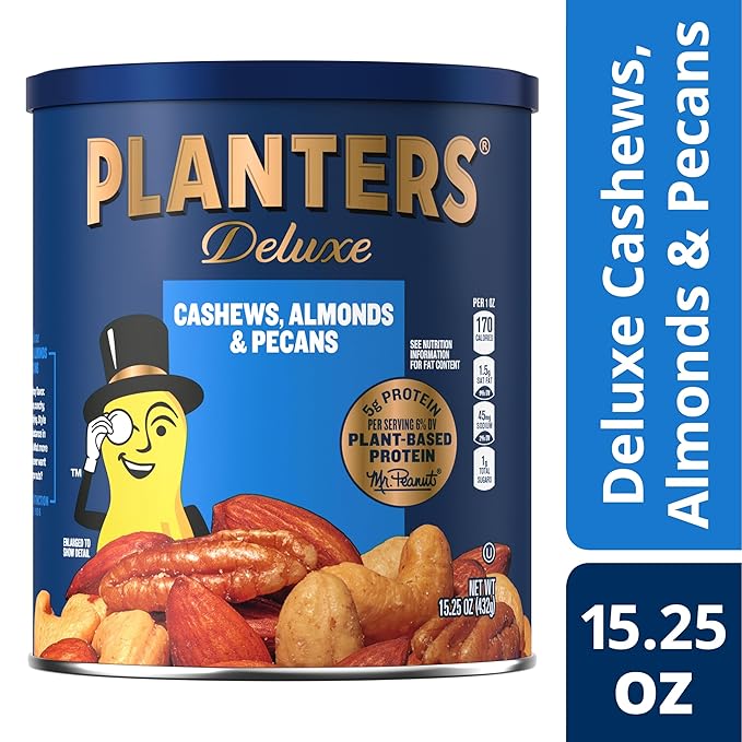 PLANTERS Select Cashews, Almonds & Pecans, 15.25 oz Resealable Container - Salted Nuts - Kosher