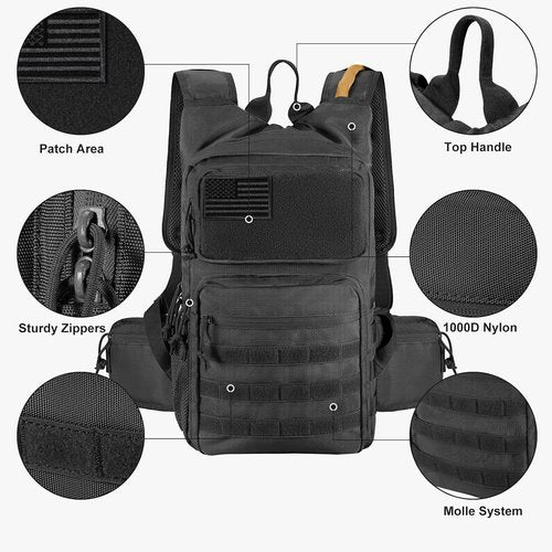 FRTKK Tactical Hydration Pack Lightweight Insulation Water Backpack Molle Hydration Backpack for Hiking, Running, Cycling, Climbing, Hunting, Fishing