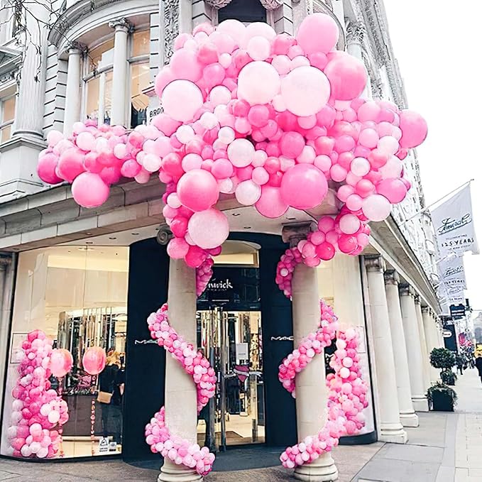 PartyWoo Pink Balloons 101pcs 12 Inch Matte Pink Balloon Arch Kit for Girl Baby Shower Gender Reveal Wedding Bachelorette Engagement Birthday Princess Butterfly Themed Party Decorations Pink-Y11