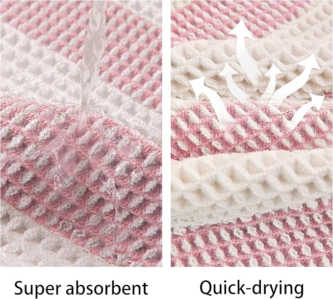 Waffle Bath Mat Non Slip, Boho Bathroom Rug, Super Absorbent Quick Dry Bathroom Mat, Soft Farmhouse Bath Rug with Tassels, Small Washable Shower Mats for Floor 20"x32", White and Pink