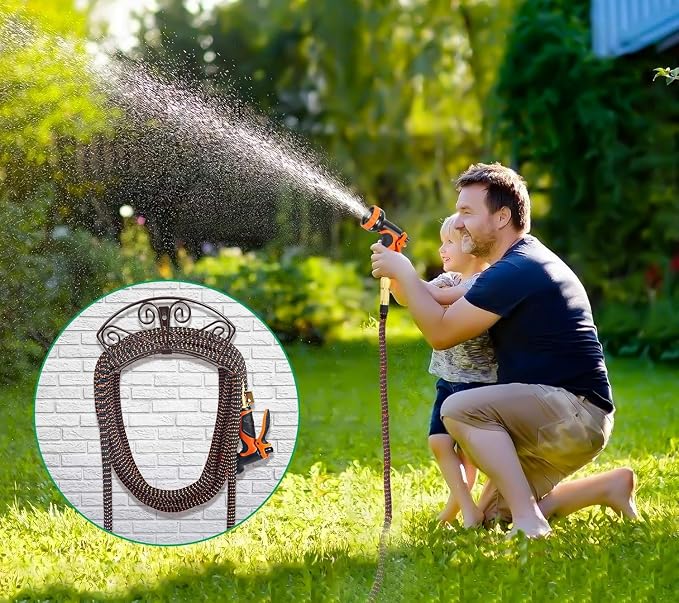 TomCare Garden Hose Holder Extra Large Water Hose Holders Holds 160 FT Hoses Heavy Duty Metal Hose Hanger Wall Mount Decorative Garden Hoses Storage Organizer Reels for Outside Yard, Bronze