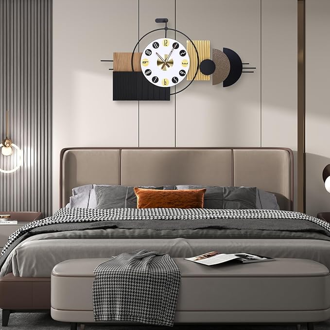 Luxury Modern Wall Clocks-Large Geometric Dial Wall Clock Battery Operated