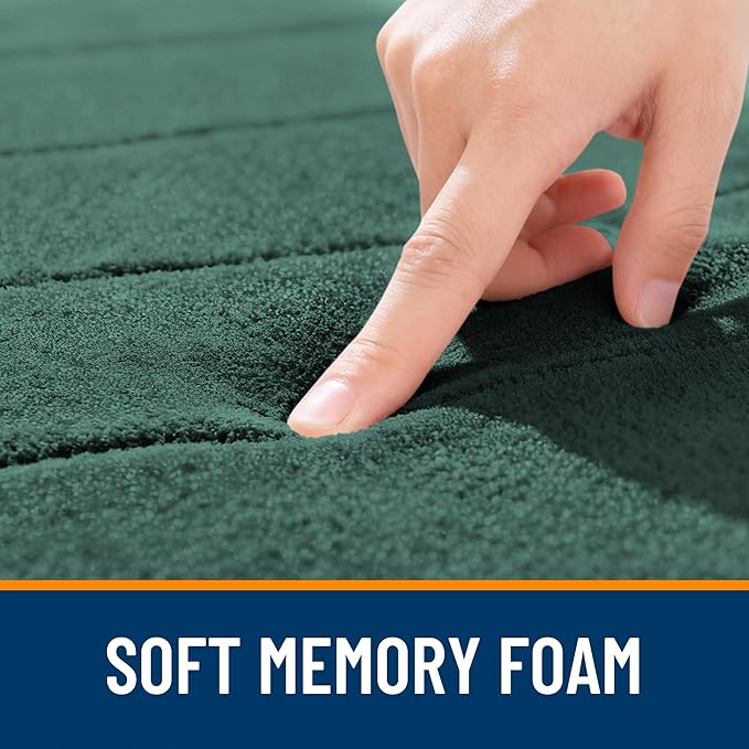 OLANLY Memory Foam Long Bathroom Rugs Runner 47x17, Super Soft Absorbent Bath Mat, Quick Dry, Machine Washable Shower Rugs, Bathmat Carpet, Bathroom Home Decor Accessories, Blackish Green