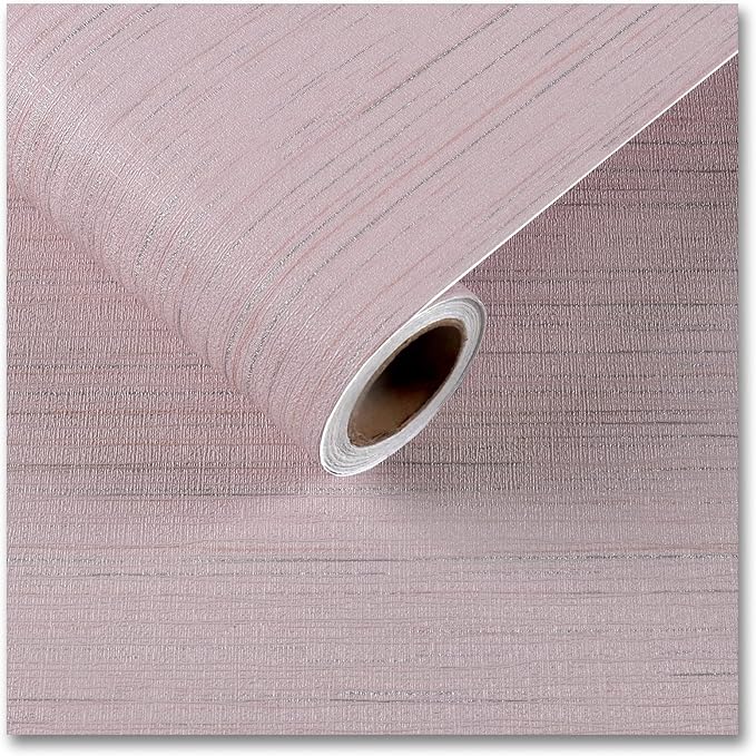 CRE8TIVE Pale Pink Grasscloth Wallpaper Peel and Stick Textured Wallpaper Pink