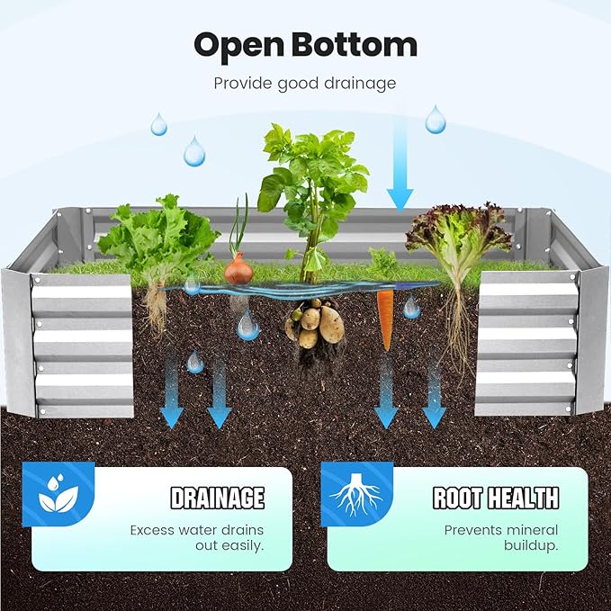 Quictent 4x3x2ft Galvanized Raised Garden Bed with Cover Metal Planter Box Kit, w/ 2 Large Screen Windows Mini Greenhouse 20pcs T Tags 1 Pair of Gloves Included Outdoor Growing Vegetables (Green)