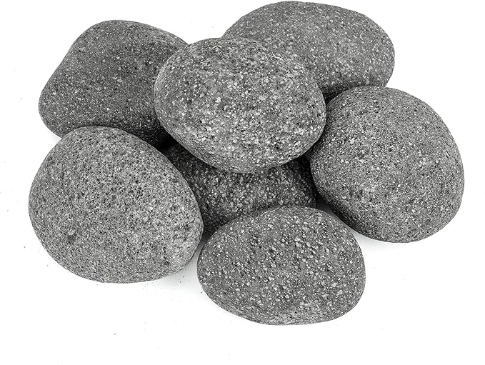 Skyflame 3-5 Inch Round Lava Rock Pebbles, 10 Pounds Black Natural Tumbled Stones for Indoor Outdoor Gas Fire Pit|Fireplaces|Garden Landscaping Decoration| Cultivation of Potted Plants