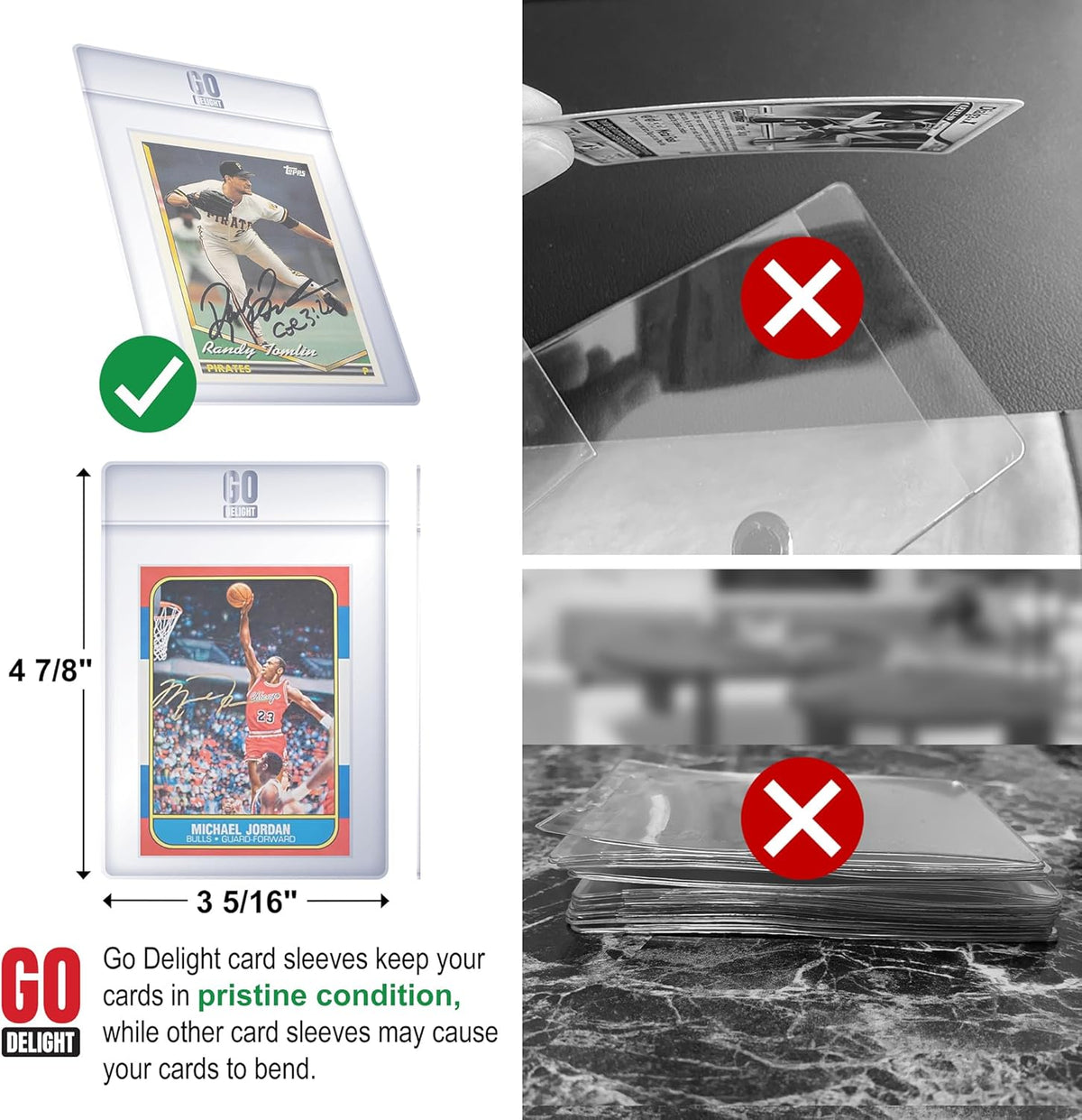 PSA Semi Rigid Card Holders - 100 Bundle for Trading Cards | 50 Holders & 50 Soft Sleeves - 3-5/16” x 4-7/8”