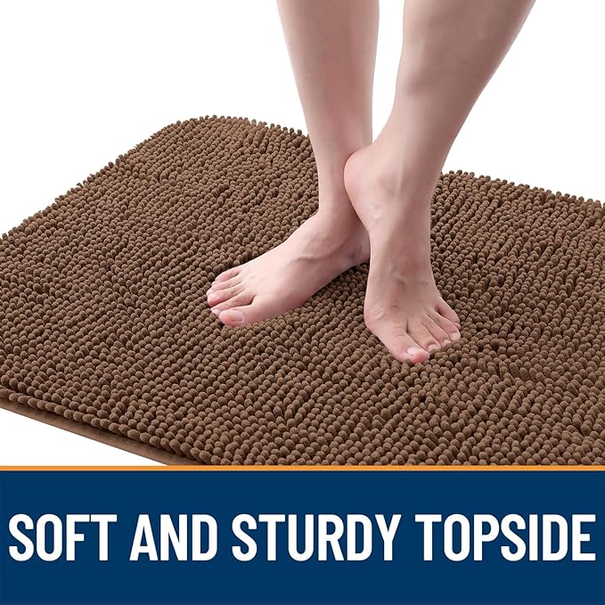 OLANLY Dog Door Mat for Muddy Paws 47x20, Absorbs Moisture and Dirt, Absorbent Non-Slip Washable Doormat, Quick Dry Chenille Mud Mat for Dogs, Entry Indoor Entryway Carpet for Inside Floor, Mocha