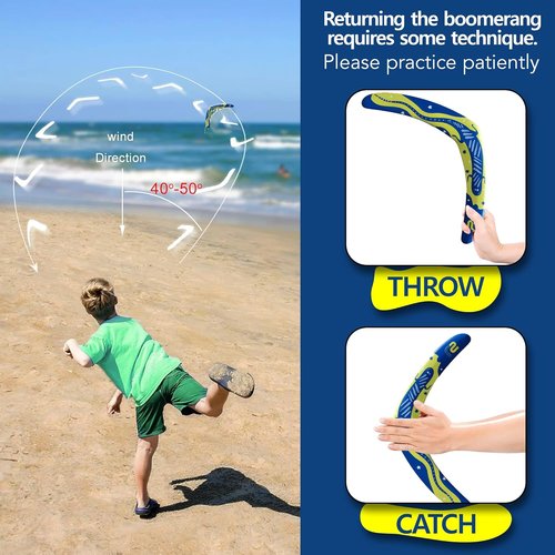 Boomerang | Fun & Easy-to-Throw Boomerangs for Adults & Kids - Soft Catch Outdoor Toy - Perfect Summer Gift
