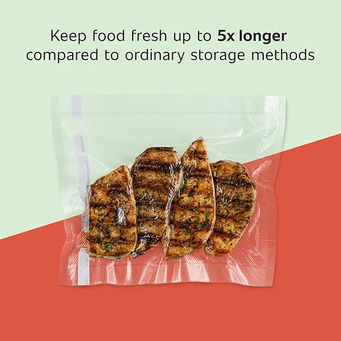 FoodSaver Custom Fit Airtight Food Storage and Sous Vide Vacuum Sealer Bags,8 x 20',Perfect for Meal Prep and Sous Vide Cooking,(Pack of 12)