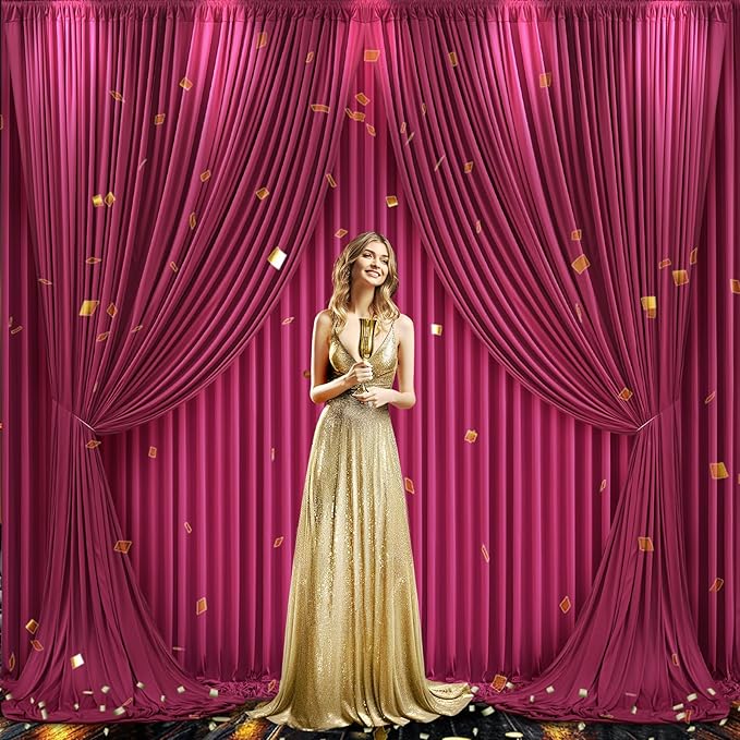4 Panels Burgundy Backdrop Curtain for Parties Wedding Wrinkle Free Maroon Photo Curtains Backdrop Drapes Fabric Decoration for Birthday Engagement Ceremony 20ft(W) x 10ft(H)