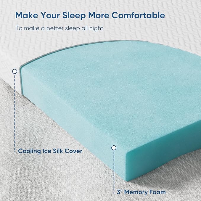 Memory Foam Mattress Topper Full Size, 3 Inch Gel Infused Cooling Mattress Pad with Breathable Bamboo Cover, Pressure Relief & Machine Washable Bed Topper 54"x75" White