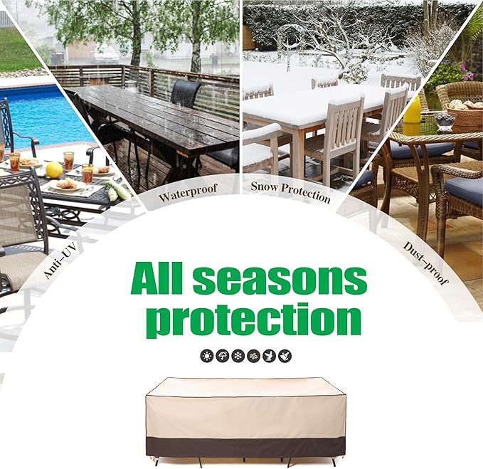F&J Outdoors Patio Furniture Cover, Waterproof UV Resistant for Table & Chairs Set, 62"Wx42"Dx27.5"H
