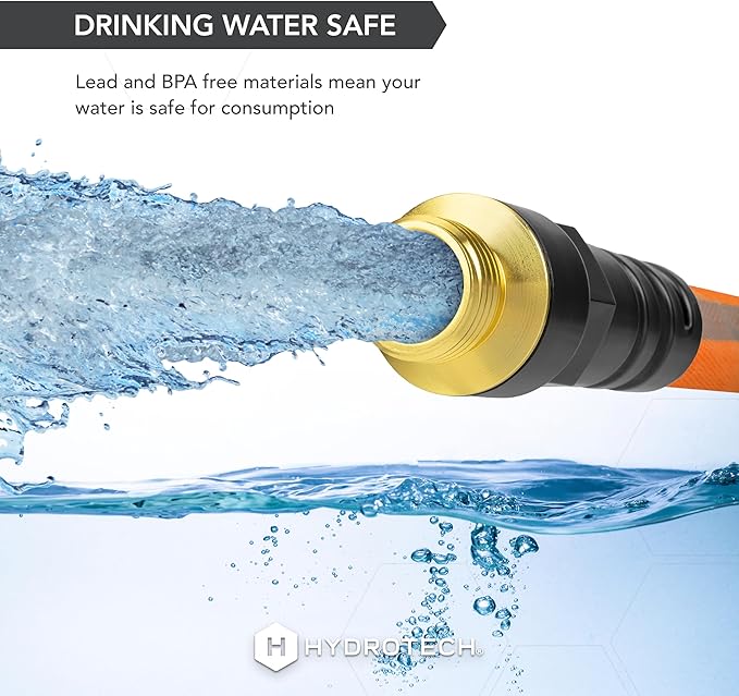 HydroTech FLATJACKET 5/8" 75 ft Flexible Garden Hose with Patented Force Control Technology - Kink-Free, Lightweight Design for Lawn Care, Gardening, Car Washing, and Outdoor Cleaning