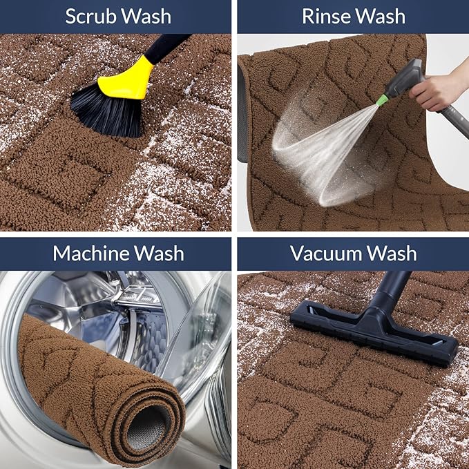 Walensee Indoor Doormat, Front Door Mat for Entrance (32"x48" Brown) Machine Washable Entryway Rug, Non Slip Trapper Door Rugs Absorbent Dirt Low Profile Shoes Scraper Inside Floor Mats