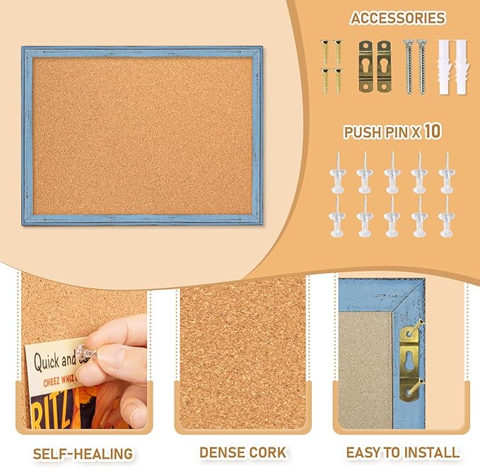 DOLLAR BOSS Cork Boards for Walls, 36 X 24 Inches Bulletin Board Decorative
