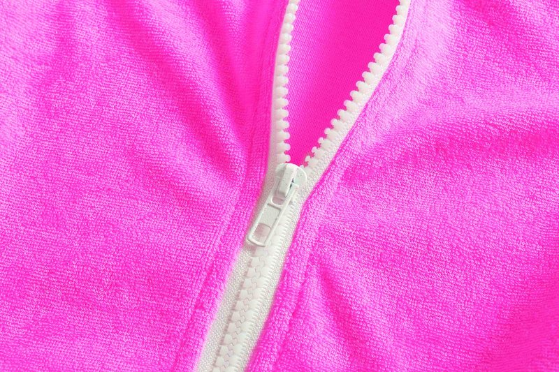 LUCKYGAL Girls Swim Cover Up Kids Swimsuit Coverup Terry Zip-Up Beach Bathing Suit, Size 6 7 Rose Red
