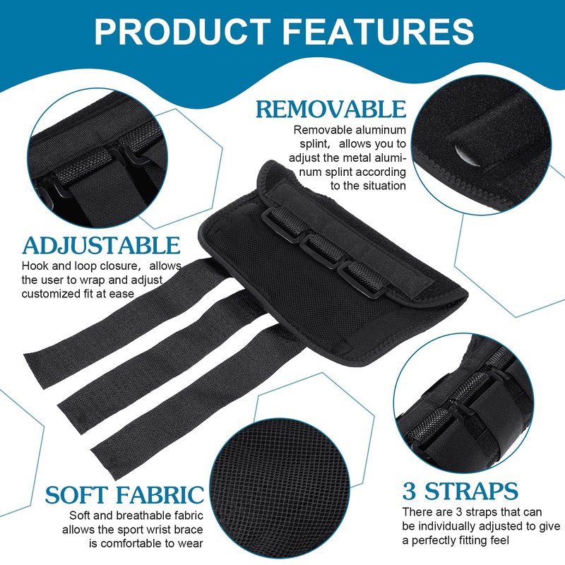 SATINIOR 2 Pack Carpal Tunnel Wrist Brace Night Wrist Sleep Support with Metal Splint Adjustable Compression Strap for Women Men Tendinitis Sports Sprained Pain Relief(Right and Left Hand,Black)