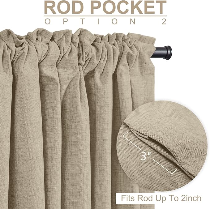 100% Blackout Shield Linen Blackout Curtains