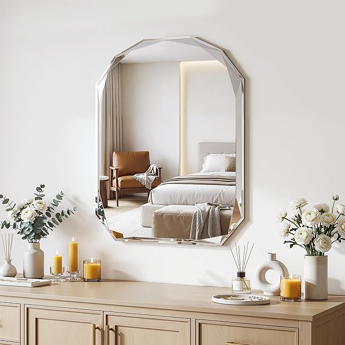 Suidia Bathroom Mirror, Frameless Bathroom Mirror