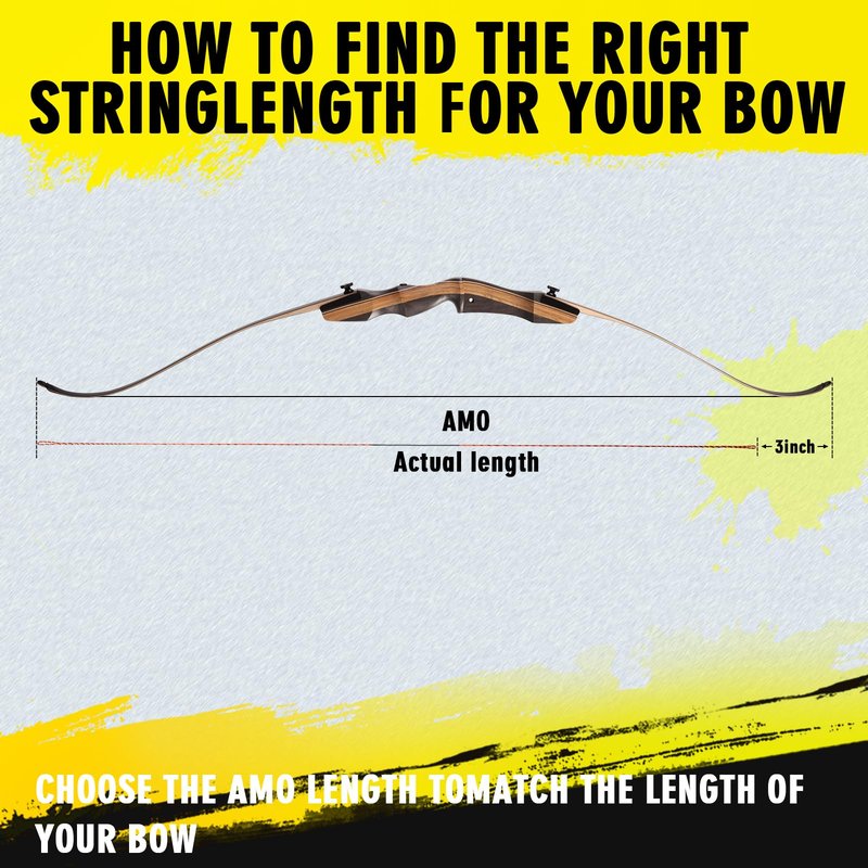 LWANO D97 Flemish Twist Bow String - Handmade Fast Flight Bow String Replacement Bowstring for Traditional Longbow Recurve Bow (Black+Orange, AMO 62"(Actual Length 59"))