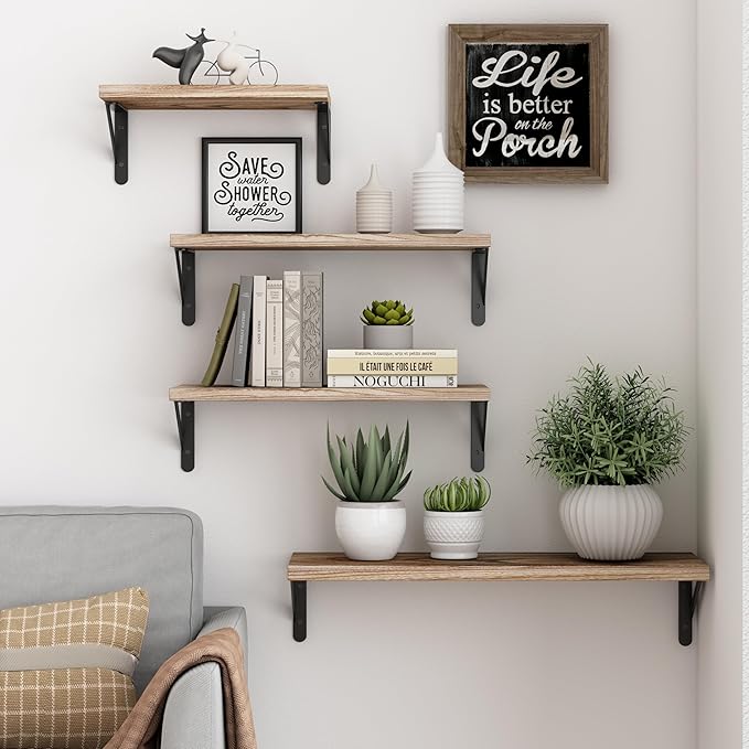 YGEOMER Floating Shelves for Wall Different Sizes Farmhouse Wall Shelf for
