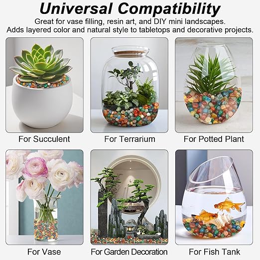 Fish Tank Decor,Landscaping Pebbles, River Rocks Decorative Ornamental Pebbles, DIY Smoothed Rocks for Potted Plant Resin Art Vase Fillers Aquarium Gravel Rocks (Colorful, 10 Pounds)