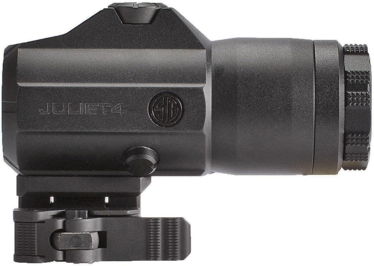 SIG SAUER JULIET4 4X Magnifier - Durable, Waterproof, Adjustable Quick Release for M1913 Picatinny Red Dot Sight