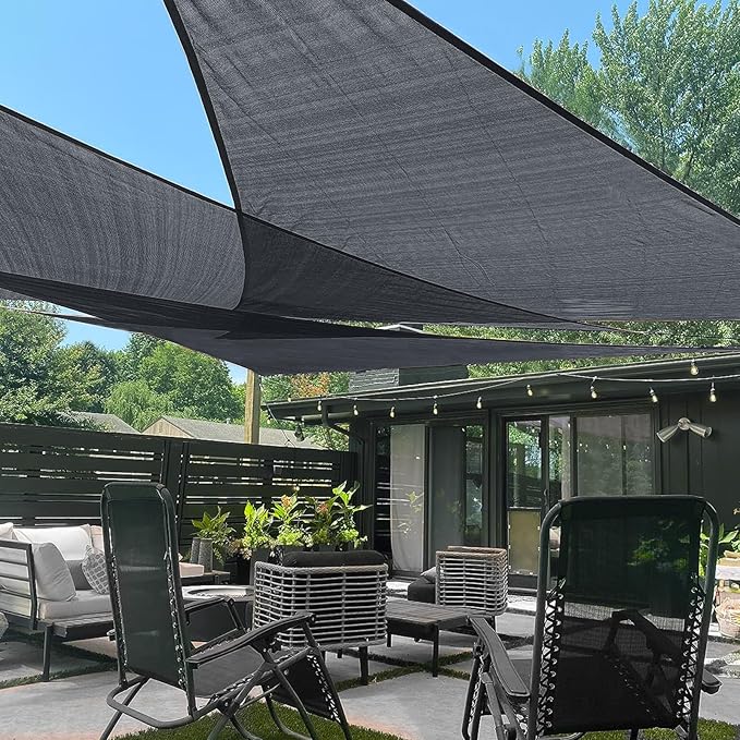 LOVE STORY 13' x 13' x 13' Graphite Grey Triangle Sun Shade Sail Canopy UV Block for Outdoor Patio Garden Backyard