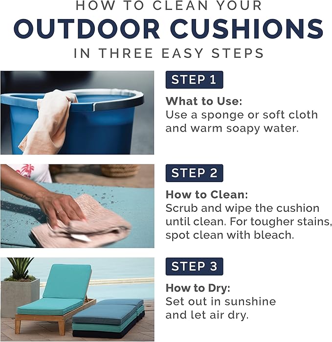 Arden Outdoor Patio Dining Chair Cushion, 20x44, Rain-Proof Seat Pad, Fade-Resistant Outdoor Cushion Pool Blue Leala
