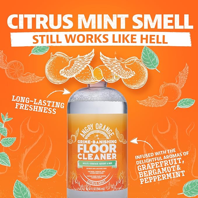 ANGRY ORANGE Spray and Go Floor Cleaner - Citrus Mint - 32 oz - Value 2 Pack