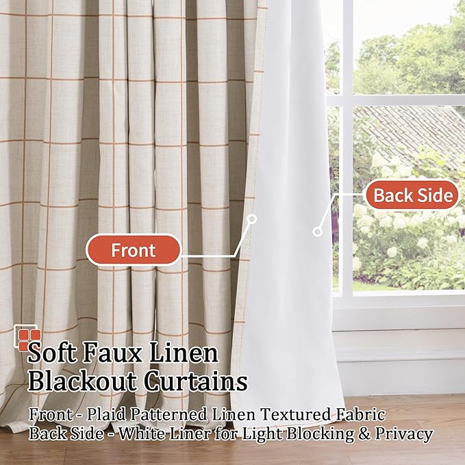 Lajode Linen Blackout Curtains for Living Room